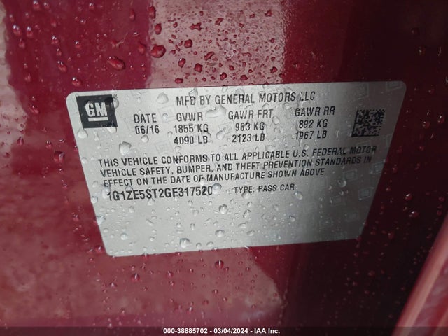 Chevrolet MALIBU 1LT 2016 1G1ZE5ST2GF317520 Image 9