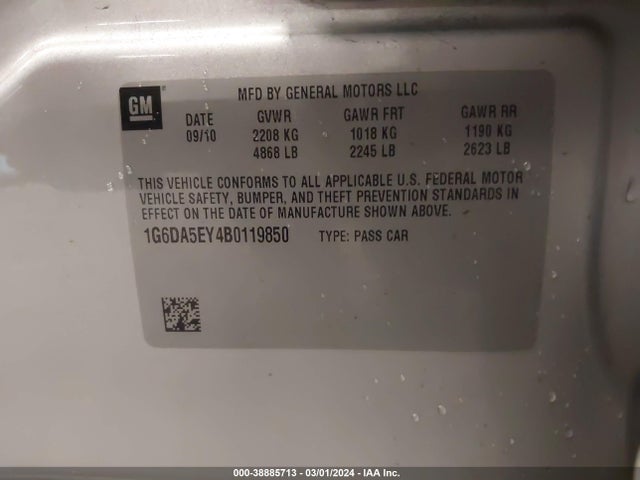 Aukcja sprzedaży 2011 Cadillac Cts Standard, vin: 1G6DA5EY4B0119850, numer aukcji: 38885713
