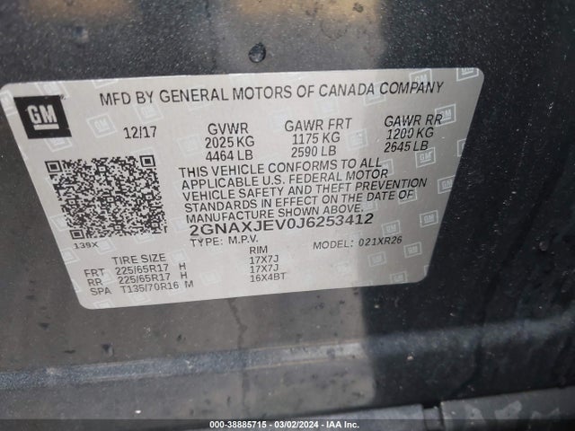 Chevrolet EQUINOX LT 2018 2GNAXJEV0J6253412 Image 9