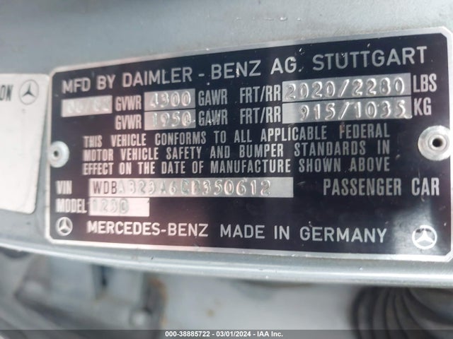 Aukcja sprzedaży 1982 Mercedes-benz 240 D, vin: WDBAB23A6CB350612, numer aukcji: 38885722