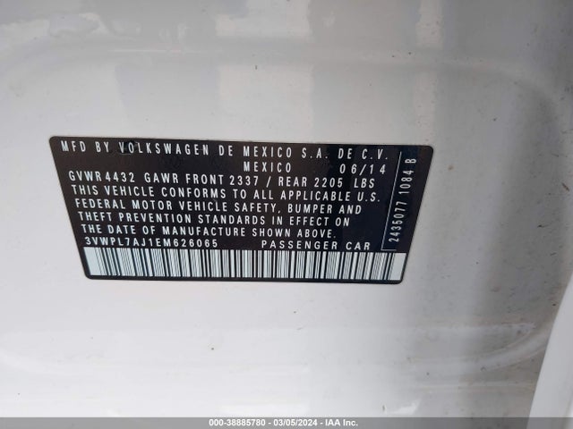 3VWPL7AJ1EM626065 Volkswagen Jetta Sportwagen 2.0l Tdi