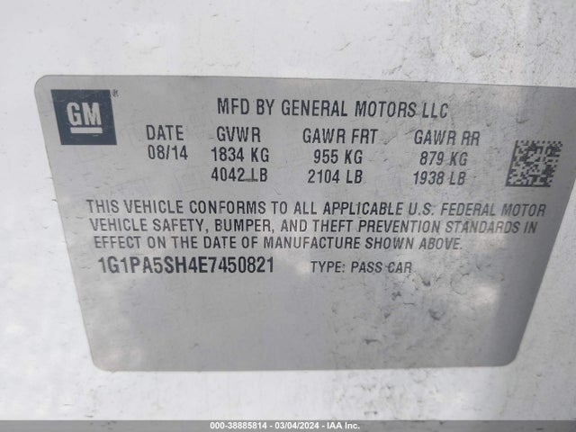 Chevrolet Cruze Ls Auto 2014 1G1PA5SH4E7450821 Image 12