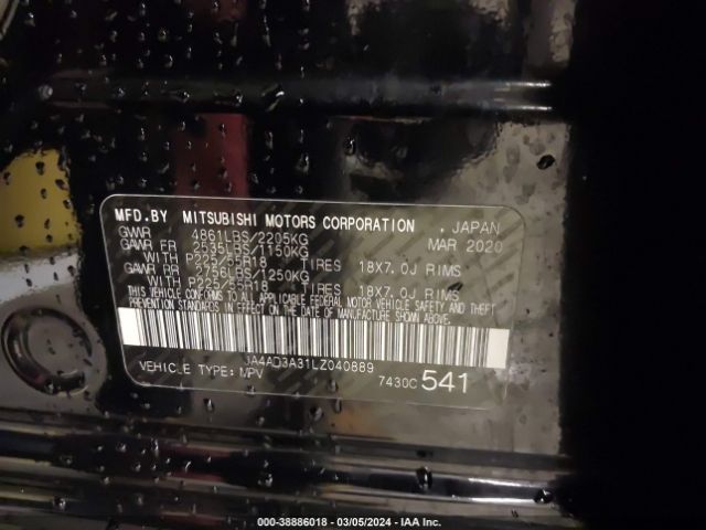 JA4AD3A31LZ040889 Mitsubishi Outlander Le 2.4/se 2.4/sel 2.4/sp 2.4