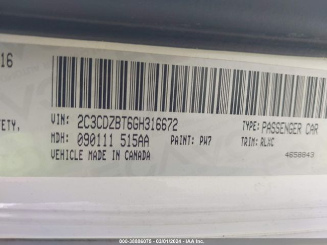2C3CDZBT6GH316672 Dodge Challenger R/t Plus