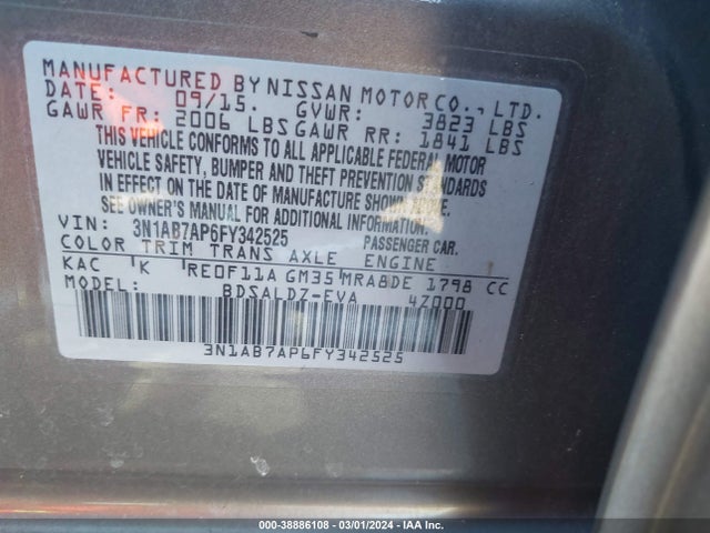 Nissan SENTRA SV 2015 3N1AB7AP6FY342525 Image 9