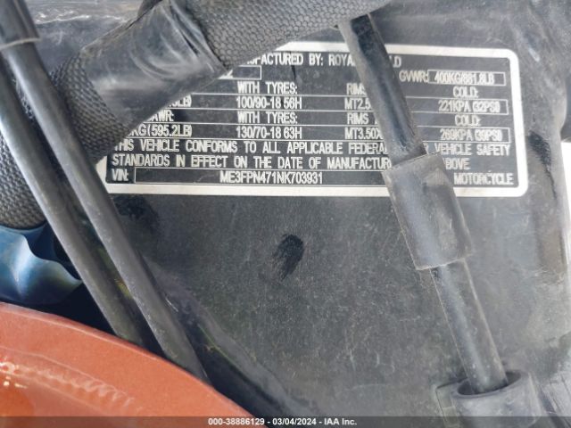 2022 ROYAL ENFIELD MOTORS INT 650 ME3FPN471NK703931 Photo 9