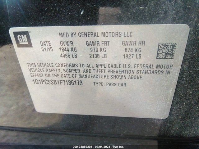 Chevrolet Cruze 1lt Auto 2015 1G1PC5SB1F7186173 Image 9