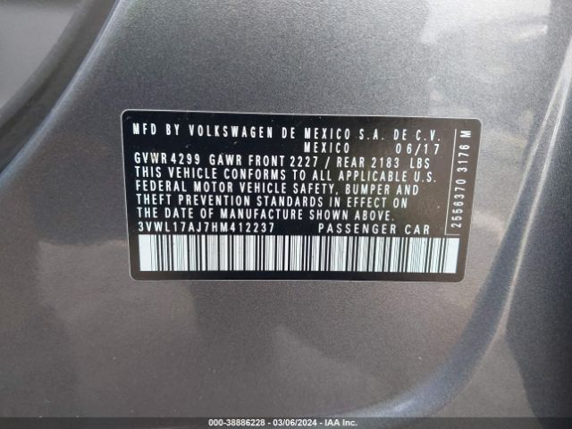 3VWL17AJ7HM412237 Volkswagen Jetta 1.8t Sel/1.8t Sel Premium