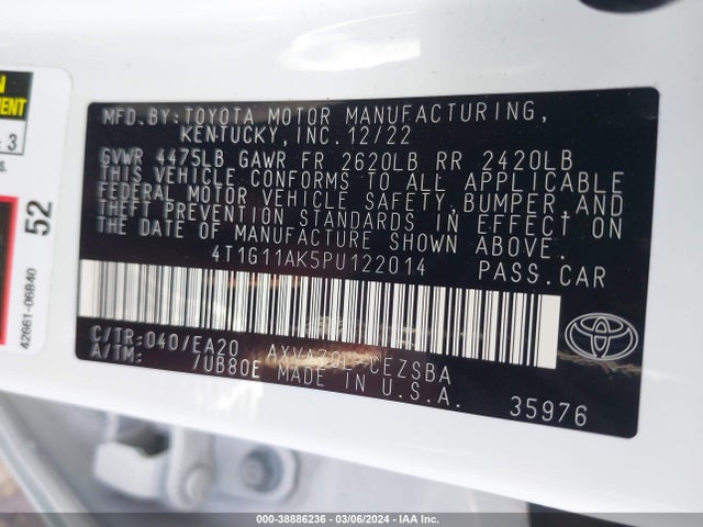 Toyota CAMRY SE 2023 4T1G11AK5PU122014 Image 9