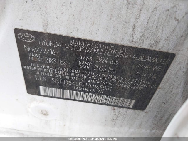 Hyundai Elantra Value Edition 2017 5NPD84LF9HH165061 Image 9