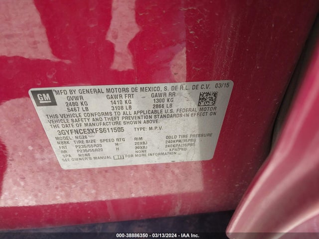 3GYFNCE3XFS611505 Cadillac Srx Performance Collection