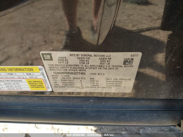 Chevrolet Traverse Ls 2017 1GNKRFED5HJ277463 Image 9