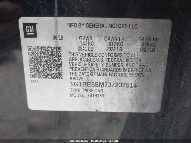 Chevrolet Cruze Lt Auto 2018 1G1BE5SM7J7237514 Image 9