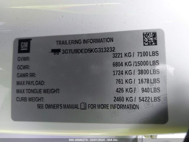 3GTU9DED5KG313232 GMC Sierra 1500 Slt