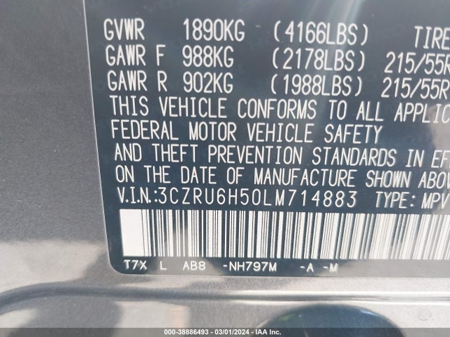 Honda Hr-v Awd Ex 2020 3CZRU6H50LM714883 Image 9