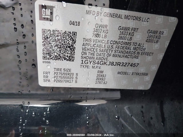1GYS4GKJ8JR327457 Cadillac Escalade Esv Standard