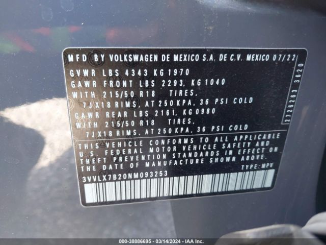 3VVLX7B20NM093253 Volkswagen Taos 1.5t Se