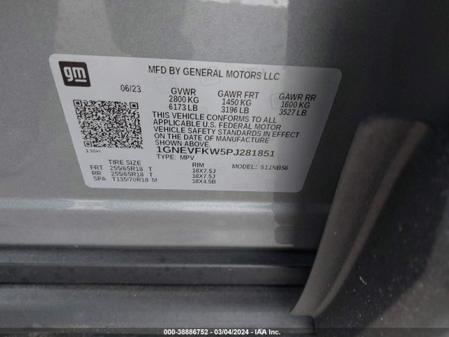 Chevrolet Traverse Awd Ls 2023 1GNEVFKW5PJ281851 Image 9