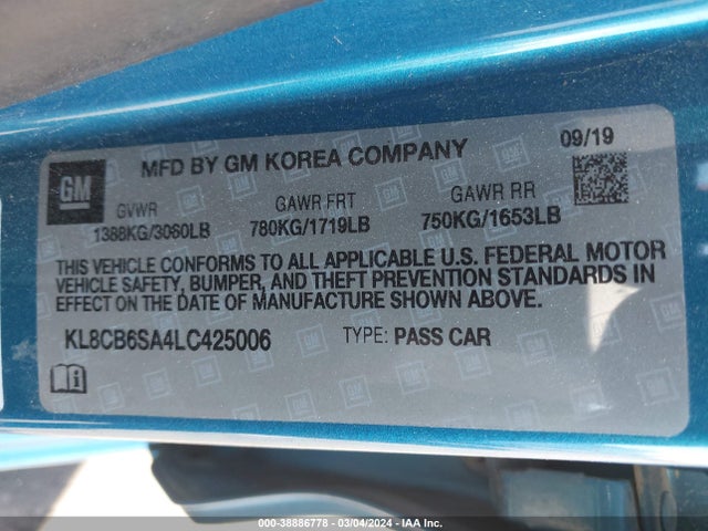 Chevrolet Spark Fwd Ls Automatic 2020 KL8CB6SA4LC425006 Image 9