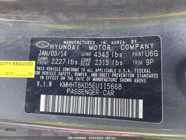 Hyundai Genesis 2.0t 2014 KMHHT6KD5EU115668 Image 9