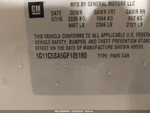 1G11C5SA5GF105180 Chevrolet Malibu Limited Lt
