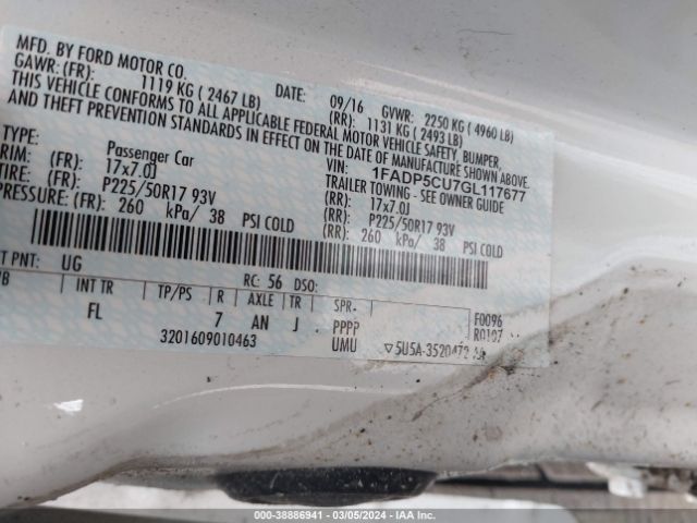1FADP5CU7GL117677 Ford C-max Energi Sel