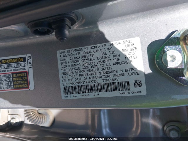 Honda CR-V LX 2018 2HKRW5H31JH420355 Image 9