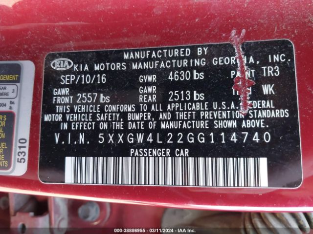 5XXGW4L22GG114740 KIA Optima Sx Turbo