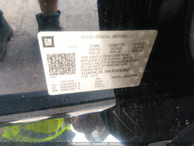 Chevrolet Suburban Premier 2019 1GNSKJKJ9KR201562 Image 9