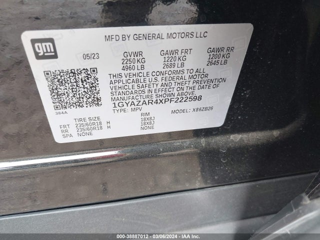 1GYAZAR4XPF222598 Cadillac Xt4 Fwd Luxury