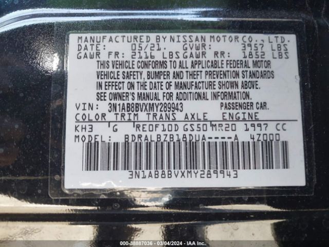 3N1AB8BVXMY289943 Nissan Sentra S Xtronic Cvt