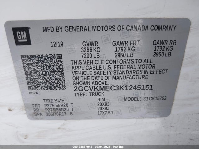 Chevrolet Silverado 1500 Ld Custom 2019 2GCVKMEC3K1245151 Image 9