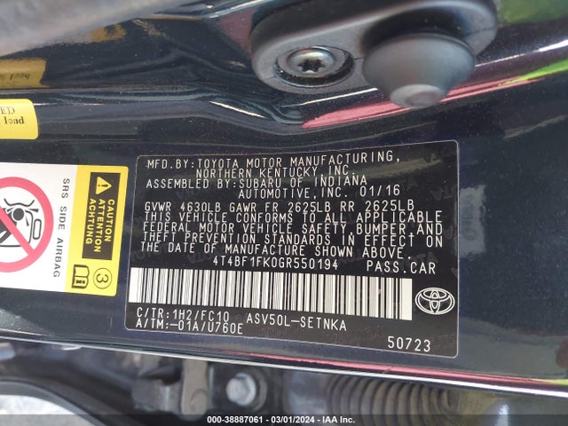 Toyota CAMRY LE 2016 4T4BF1FK0GR550194 Image 9