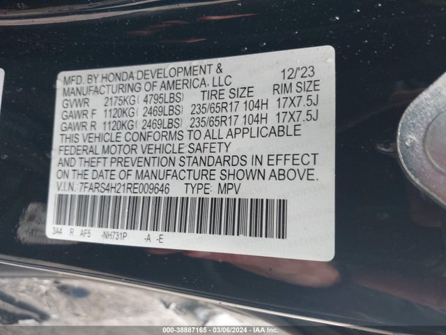 Honda Cr-v Lx Awd 2024 7FARS4H21RE009646 Image 9