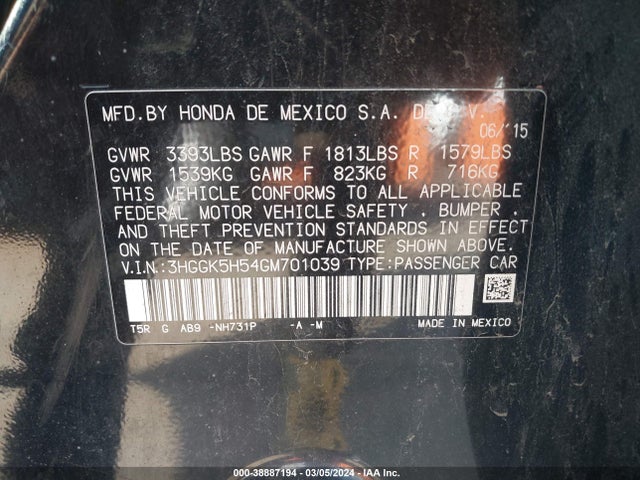 Honda FIT LX 2016 3HGGK5H54GM701039 Image 9