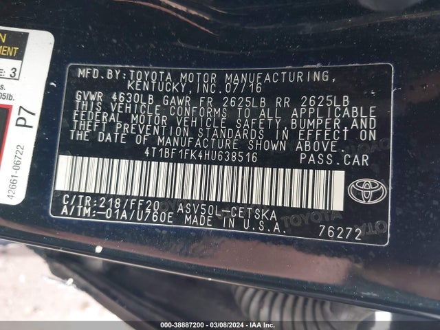 Toyota CAMRY SE 2017 4T1BF1FK4HU638516 Image 9