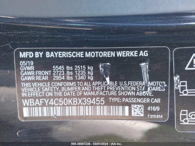 BMW M850i Xdrive 2019 WBAFY4C50KBX39455 Image 9