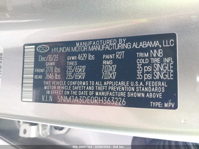 Hyundai TUCSON SE 2024 5NMJA3DE0RH363226 Image 9