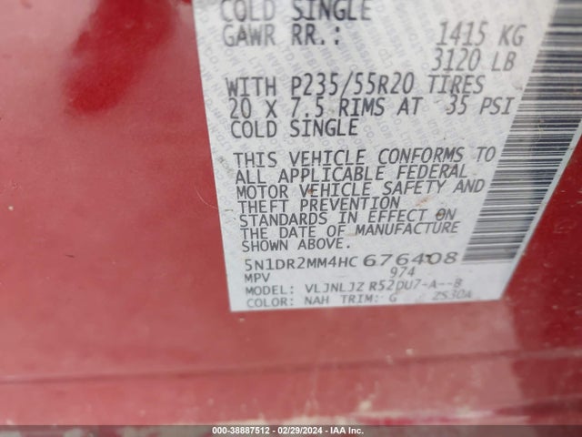 Nissan Pathfinder Platinum 2017 5N1DR2MM4HC676408 Image 9