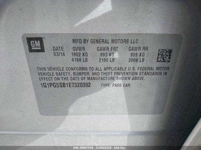 Chevrolet CRUZE LTZ 2014 1G1PG5SB1E7320392 Image 9