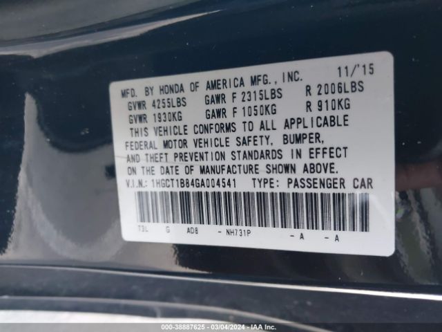 1HGCT1B84GA004541 Honda Accord Ex-l