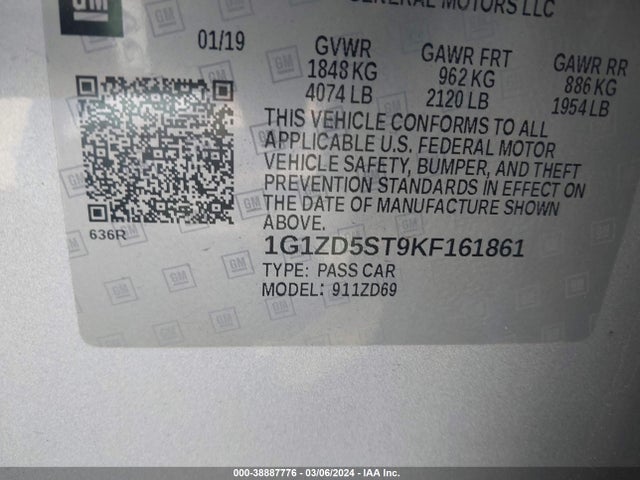 Chevrolet MALIBU LT 2019 1G1ZD5ST9KF161861 Image 9