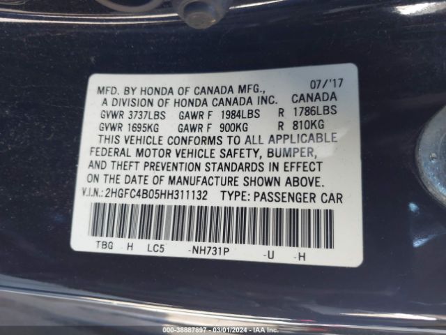 2HGFC4B05HH311132 Honda Civic Lx-p