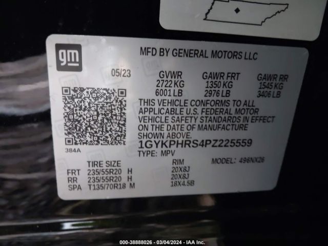 1GYKPHRS4PZ225559 Cadillac Xt6 Awd Sport