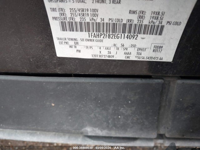 Ford Taurus Limited 2014 1FAHP2F82EG114092 Image 9