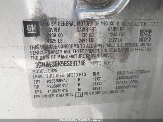 Chevrolet Captiva Sport Lt 2014 3GNAL3EK5ES587746 Image 9