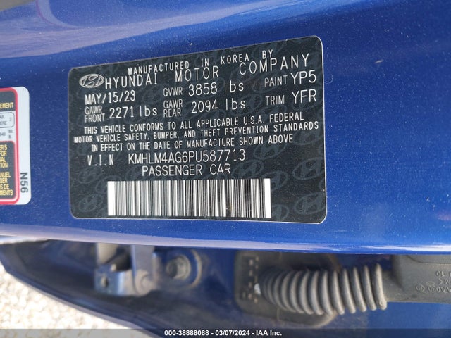 Hyundai ELANTRA SEL 2023 KMHLM4AG6PU587713 Image 9