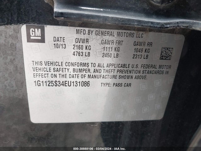 Chevrolet Impala 2lt 2014 1G1125S34EU131086 Image 9