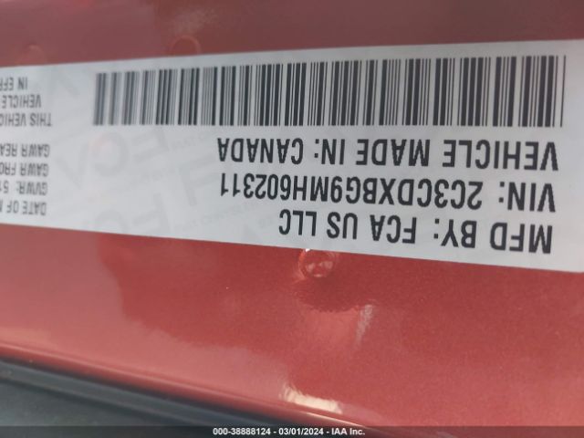 2C3CDXBG9MH602311 Dodge Charger Sxt Rwd