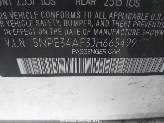 Hyundai Sonata Limited 2018 5NPE34AF3JH665499 Image 9